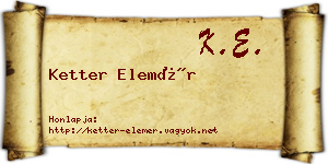 Ketter Elemér névjegykártya